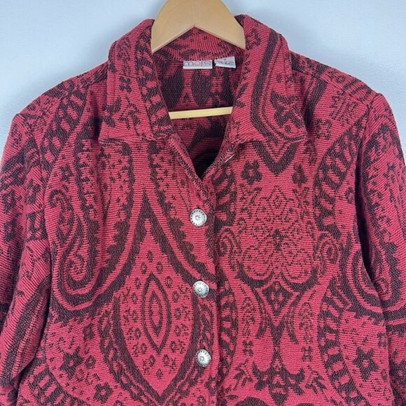 Vintage Red Tapestry Jacket sz M Paisley Blazer Whimsygoth Victorian Western - Picture 5 of 12